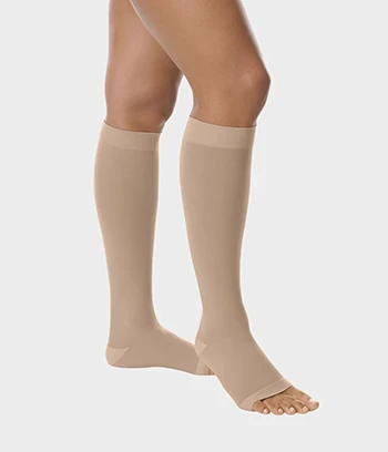 Juzo Basic open toe below knee compression stocking in beige color