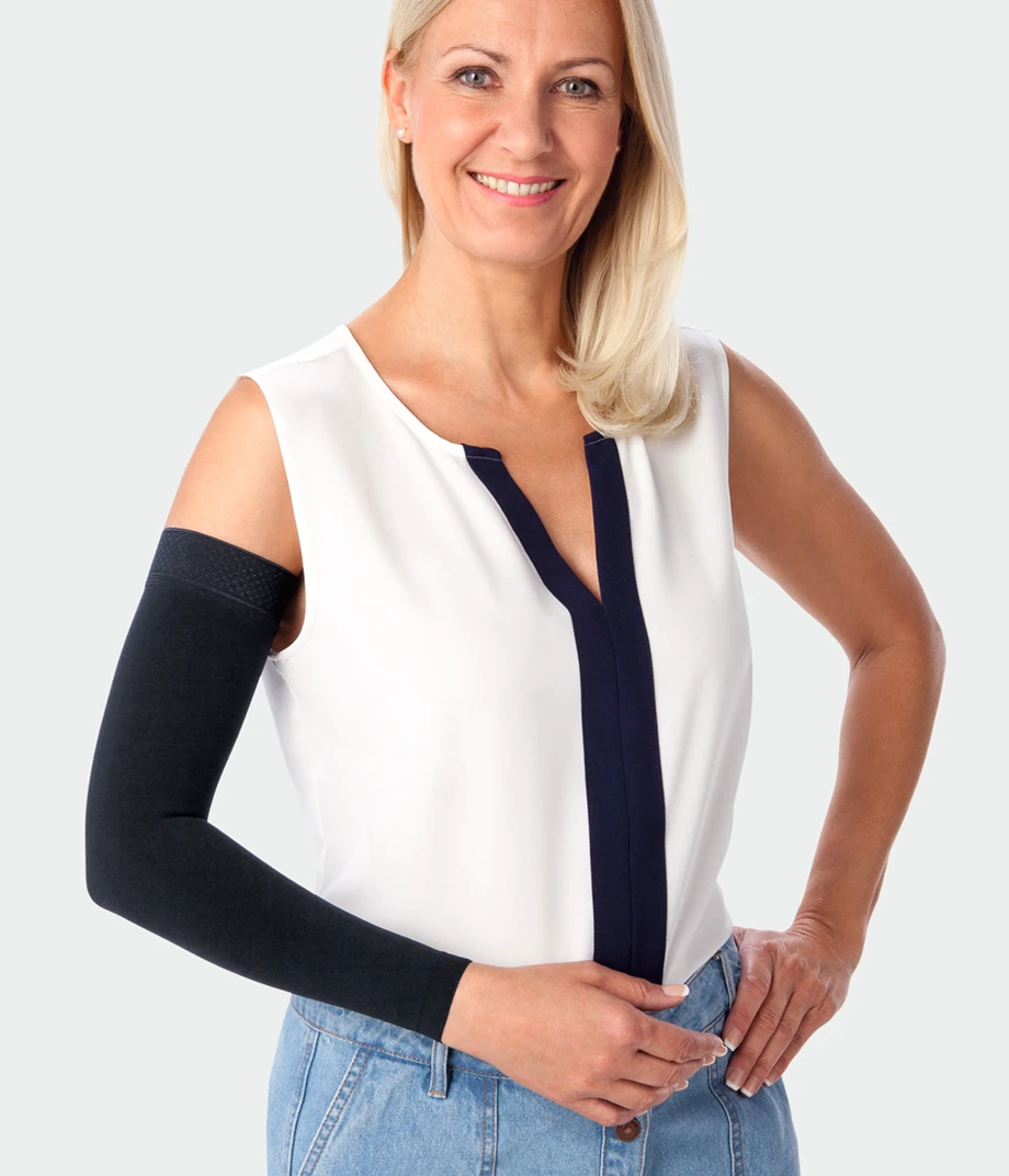 Juzo Dynamic Compression Arm Sleeve on the right arm