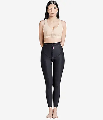 Front view of the post surgery compression leggings for women