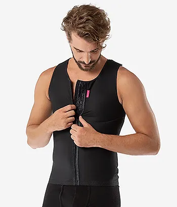 A male model wearing Gynecomastia Color Compression Vest for Men