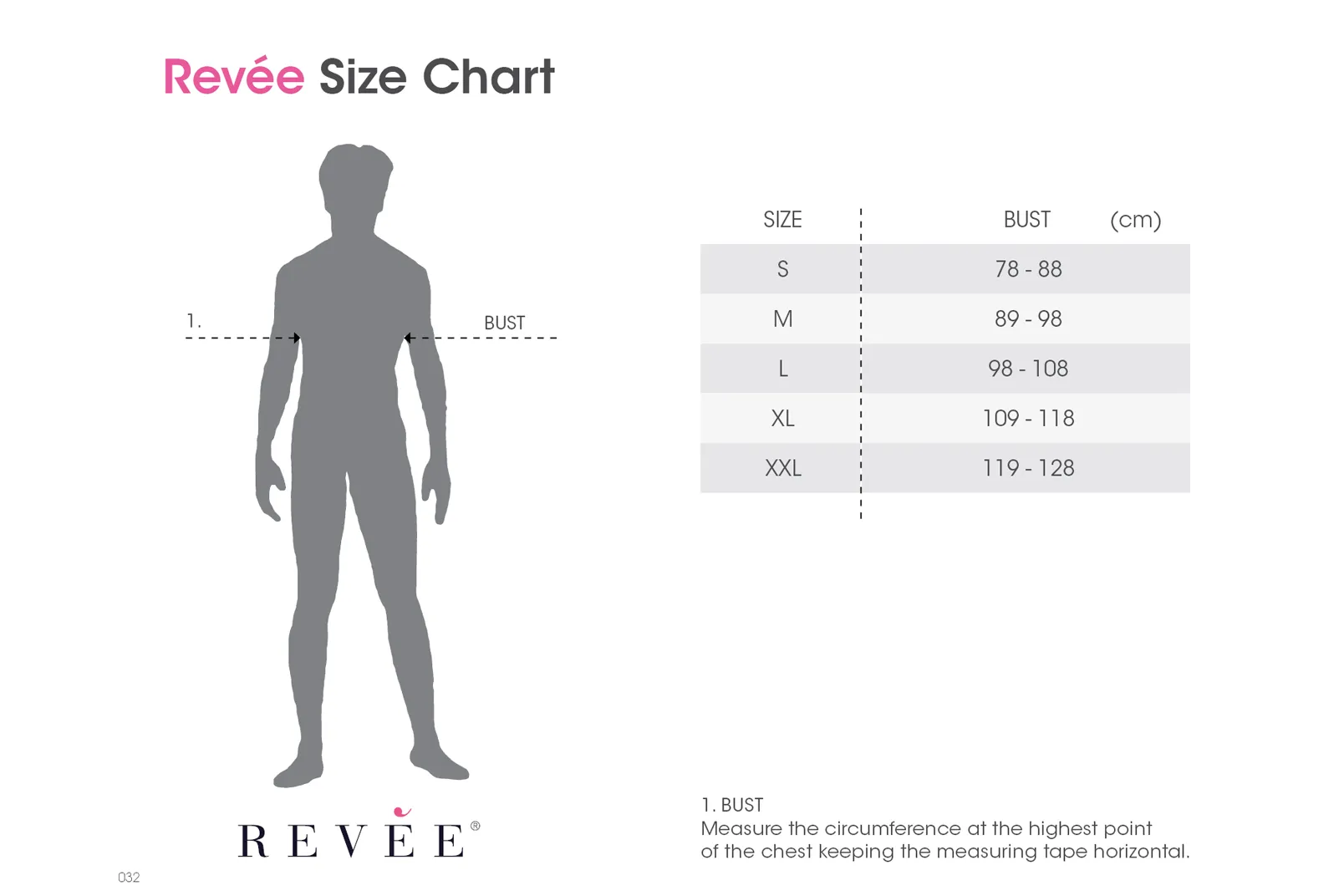 Chest Binder for Open Heart Surgery size chart - Revee
