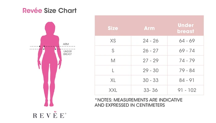 arm sleeve compression garment size table chart