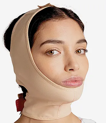 front-side view of Chin Lift Facial Mask Compression Garment
